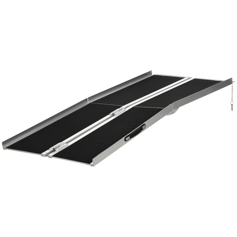 HOMCOM Rampă pentru scaun cu rotile pliabilă cu margini de siguranță max. 270 Kg 183L x 73,5l cm aluminiu Negru