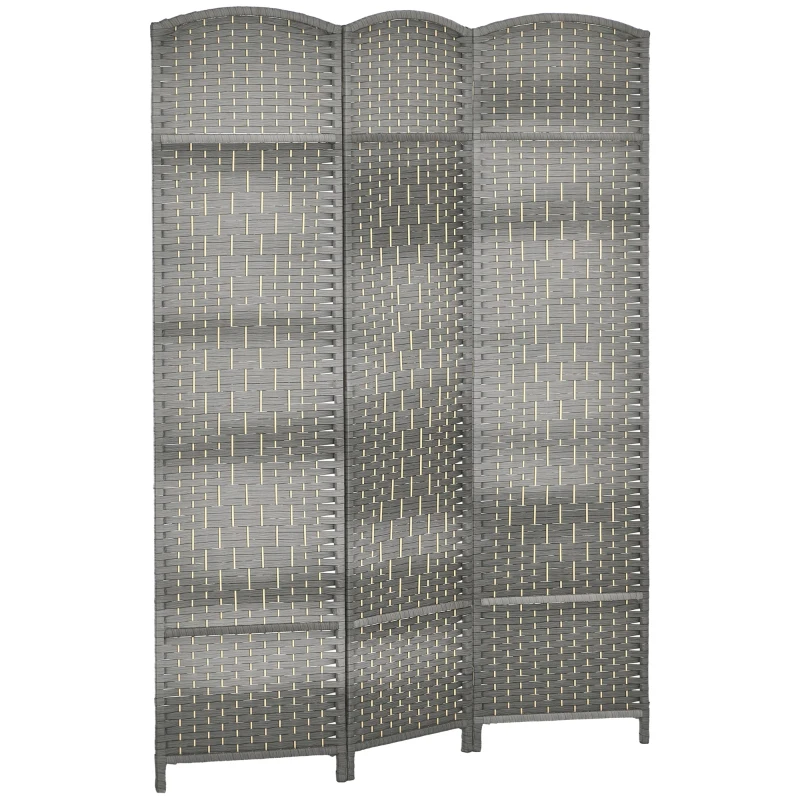 HOMCOM Paravan interior din lemn 3 panouri separator de cameră pliabil pentru sufragerie dormitor 135 x 180 cm gri