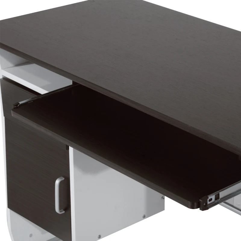 HOMCOM Secretária de Computador Mesa de Computador Design 100x52x75 cm Preto Noz e Branco