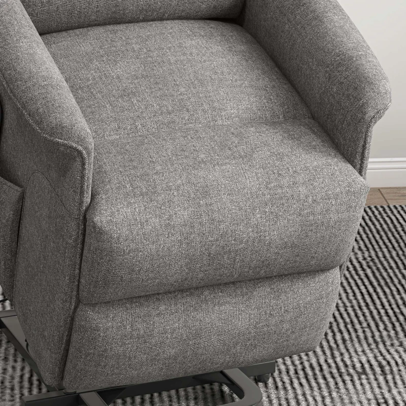 HOMCOM Scaun de relaxare cu funcție de ridicare, spătar/picioare reglabile, până la 120 kg, 66 x 90 x 96 cm, Gri