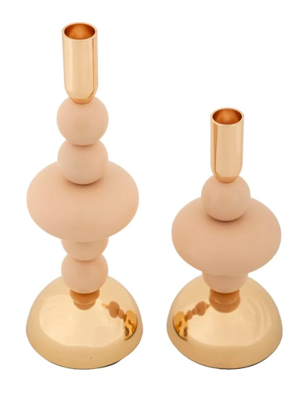 Mauro Ferretti Set Suport Lumanare Roz Galaxy 2 Bucăți Cm Ø 10 X 22-10 X 28