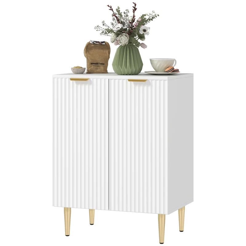 HOMCOM Móvel de Armazenamento Armário de Cozinha com 2 Portas Prateleira Ajustável Pés Metálicos Elevados 60x40x80 cm Branco