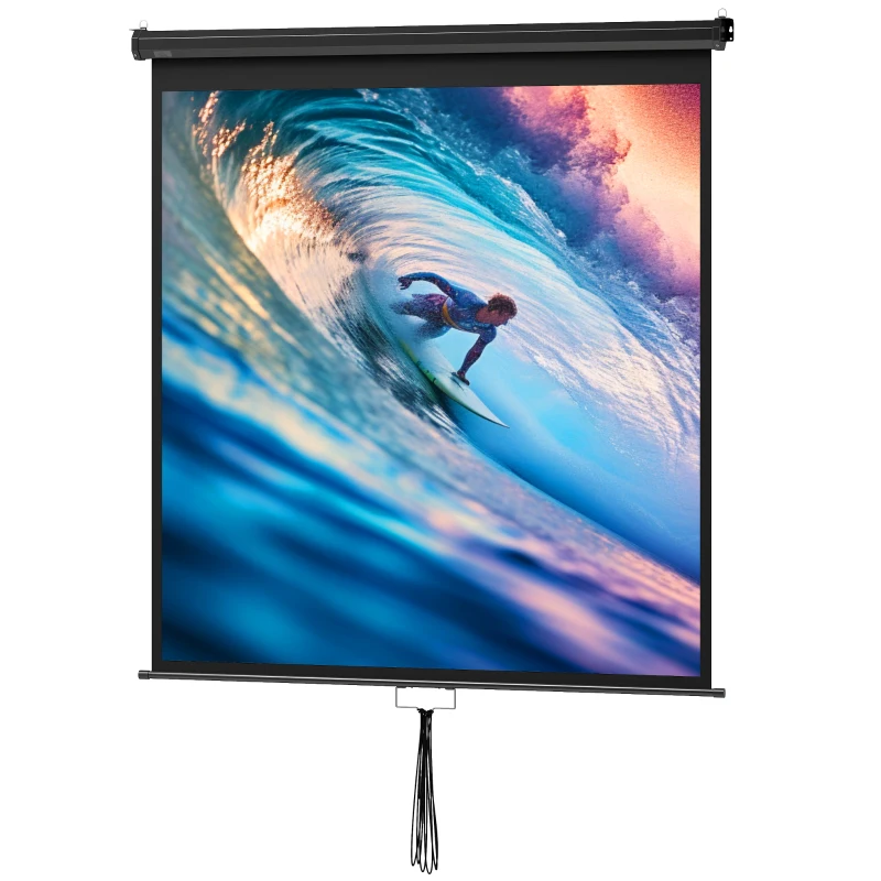 HOMCOM Ecran de proiecție TV și Home Cinema de 85 de inci video proiector 1:1 4K HD, 146L x 146Î cm