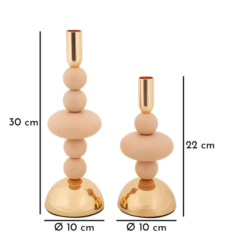 Mauro Ferretti Set Suport Lumanare Roz Galaxy 2 Bucăți Cm Ø 10 X 22-10 X 28