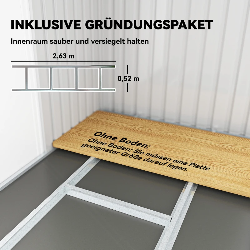 Outsunny Metalen gereedschapsschuur met fundering tuinhuisje gereedschapsschuur metalen tuinhuisje