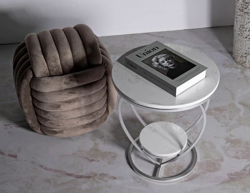 Mauro Ferretti Măsuță Inimă Argintie, Diametru 40 Cm, Înălțime 45,5 Cm