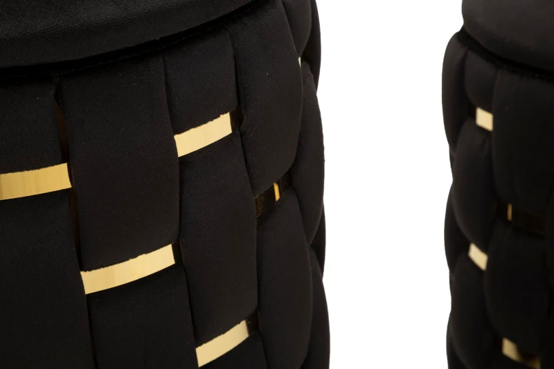 Mauro Ferretti Puf Cu Recipient De Depozitare Shanty Negru Set 2 Bucăți Cm Ø 37X42-28X33