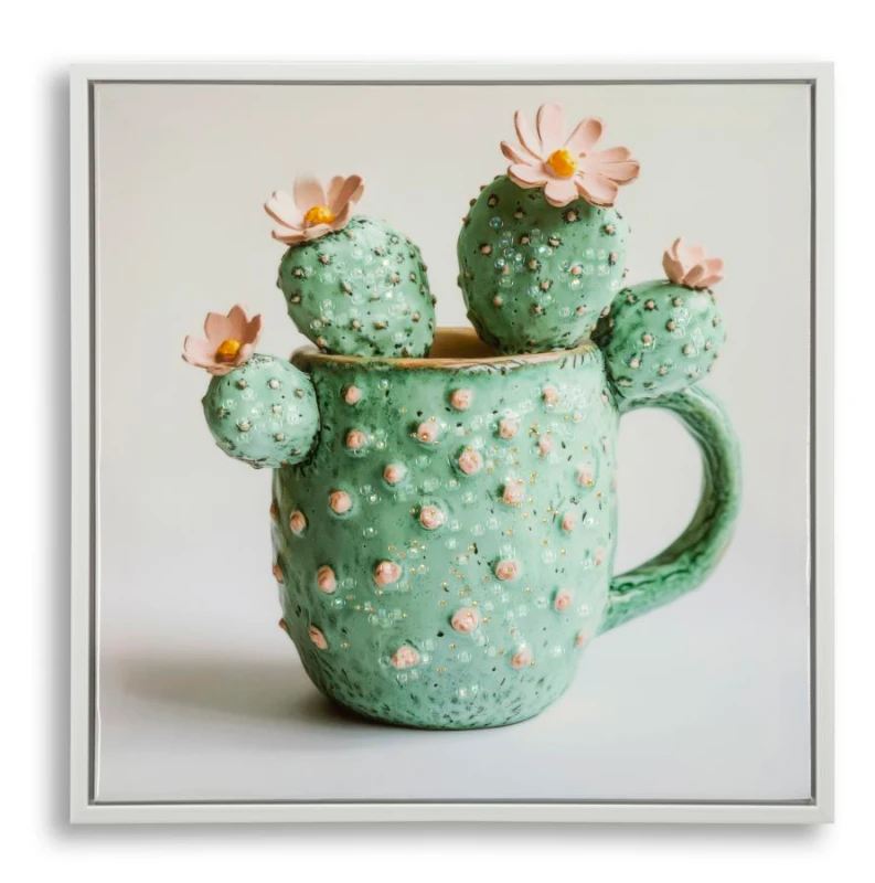 Mauro Ferretti Tablou Imprimat Pe Pânză Lacuită, Cu Ramă, Model ,,Borcan Cu Cactus", Varianta C, Dimensiuni 40 X 2,8 X 40 Cm