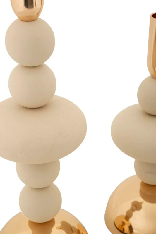 Mauro Ferretti Set Suport Lumanare Galaxy Crem 2 Bucati Cm Ø10X22-10X28