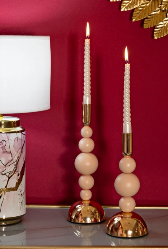 Mauro Ferretti Set Suport Lumanare Bolly Roz 2 Bucati