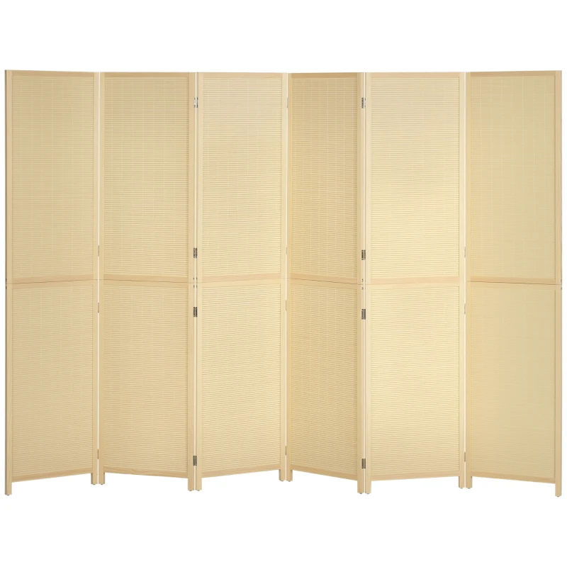 HOMCOM Paravan din lemn de bambus 6 panouri 270 x 180 cm separator de camera cloison de separare pliabil - natural
