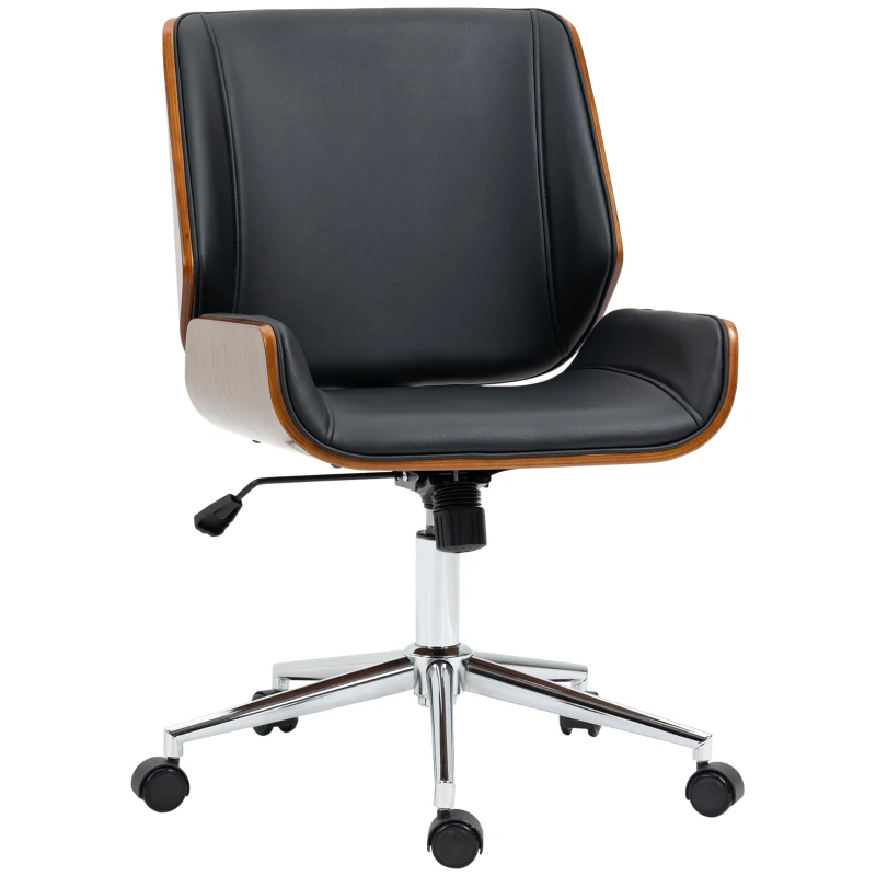 Vinsetto Scaun de birou design vintage înălțime reglabila pivotant 360° picioare cromate 51 x 65,5 x 86-96 cm negru