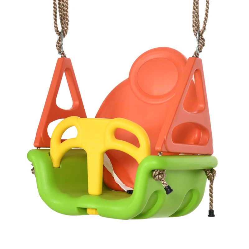 Outsunny 3-in-1 Leagăn pentru Copii, Centură de Siguranță, Sfori Reglabile, pentru Interior și Exterior, verde, 48 x 34 x 180 cm