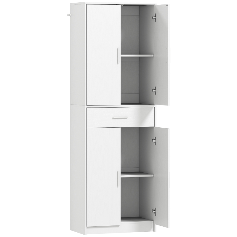 HOMCOM Armário de Cozinha Moderno com Portas de Armário Prateleiras Ajustáveis e Gaveta 60x35x180 cm Branco