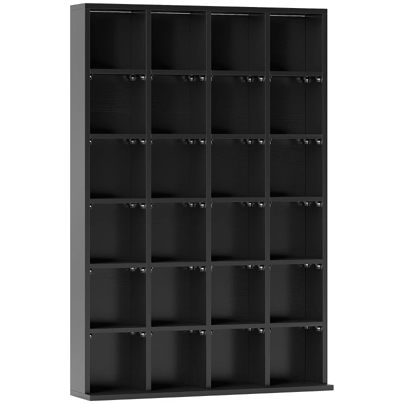 HOMCOM Móvel de Armazenamento Multimídia 480 CD/312 DVD Biblioteca em Madeira com Prateleiras Ajustáveis 89x130,5 cm Preto
