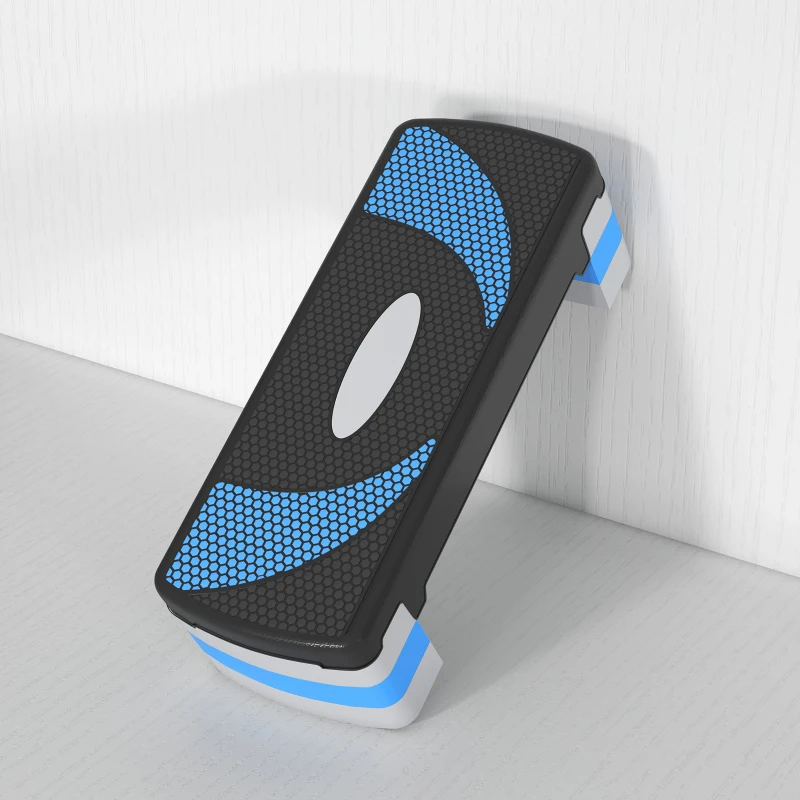 HOMCOM Step de Aeróbic Step para Fitness Antideslizante con Altura Regulable 3 Niveles de 10/15/20 cm Tabla Plataforma Stepper para Ejercicio en Casa Gimnasia Carga 150 kg 80x31x20 cm Azul y Negro