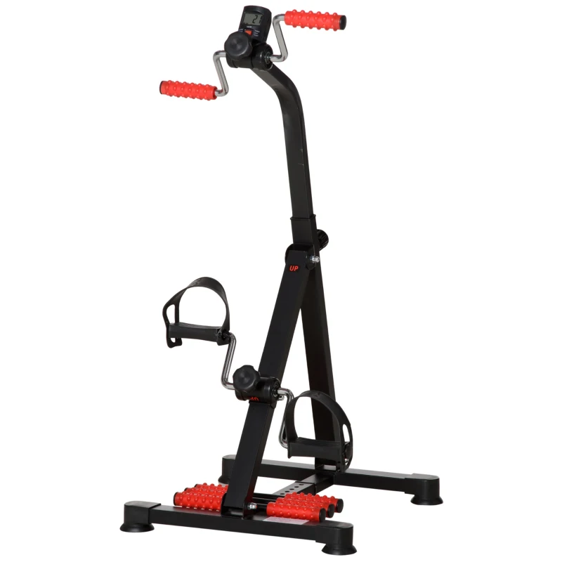 HOMCOM Bicicleta de Treino para Reabilitação de Braços e Pernas com Altura e Largura Ajustável Massageadores Lcd Preto