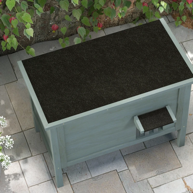 Pawhut Casa para Gatos Casota de Exterior em Madeira Elevada com Telhado Articulado Isolada 85x50x68,5 cm Cinza Escuro e Preto
