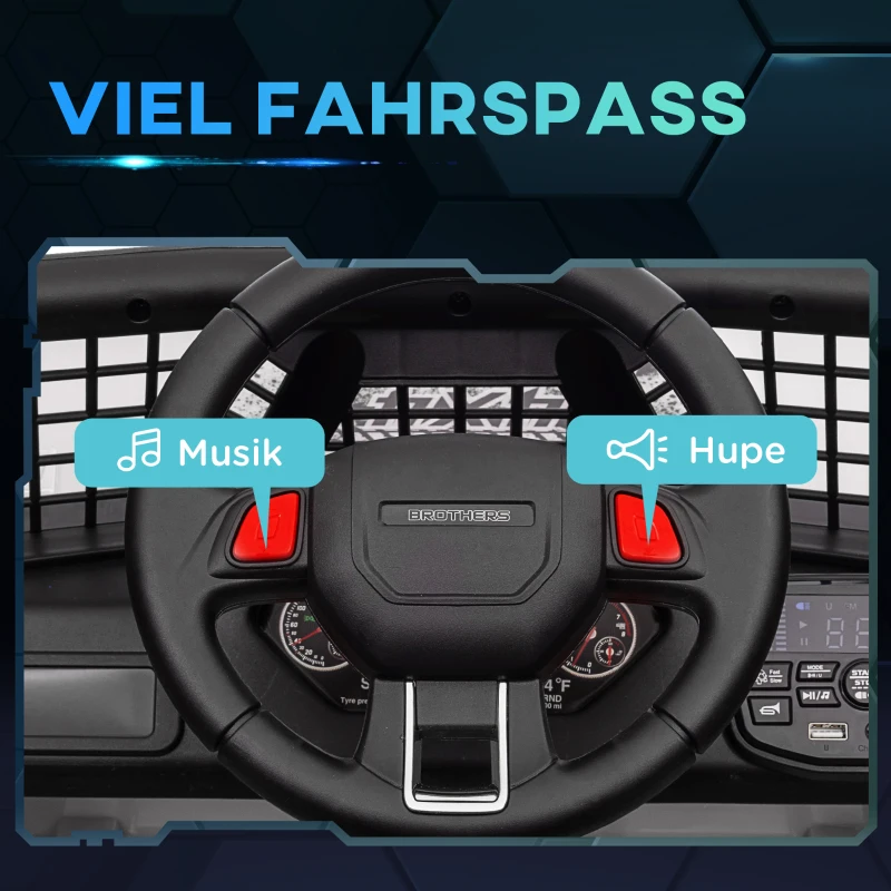 AIYAPLAY Mașină electrică pentru copii cu suspensie lină, controlabilă de la distanță, lumini LED, claxon, motoare de 12V, din plastic și metal, Alb