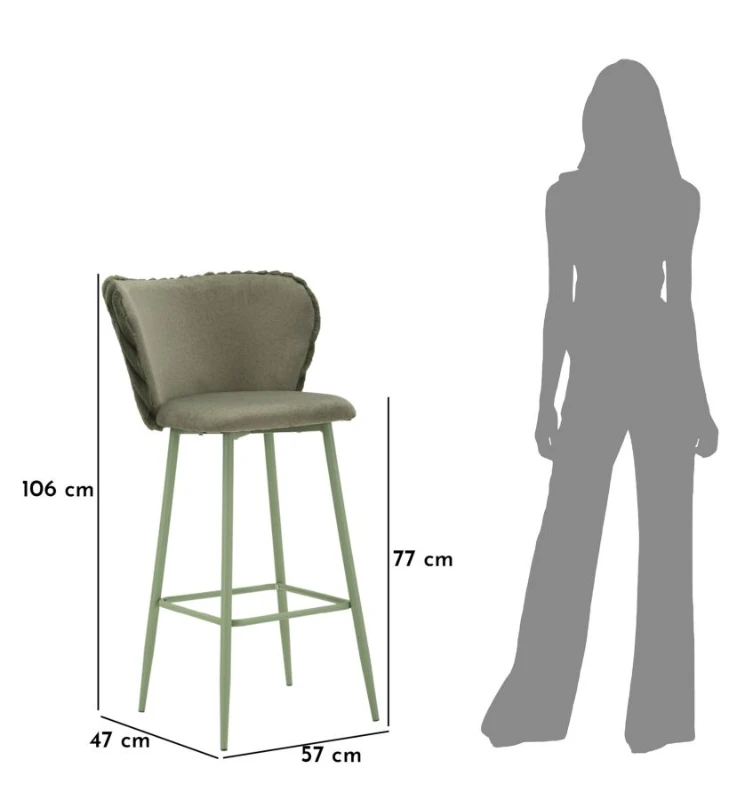 Mauro Ferretti Scaun De Bar Alaska -B- Verde Set 2 Bucăți Cm 55X58X106 (Înălțime Șezut Cm 77)