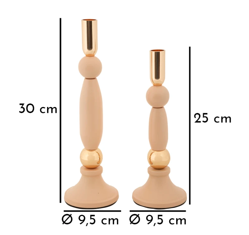 Mauro Ferretti Set Suport Lumanare Strek Roz 2 Bucati Cm Ø9,5X25-9,5X28