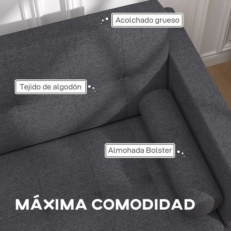 HOMCOM Sofá Cama de 3 Plazas Reclinable Sofá Convertible en Cama con Reposabrazos Tapicería en Tela 187x90x86,5 cm Gris