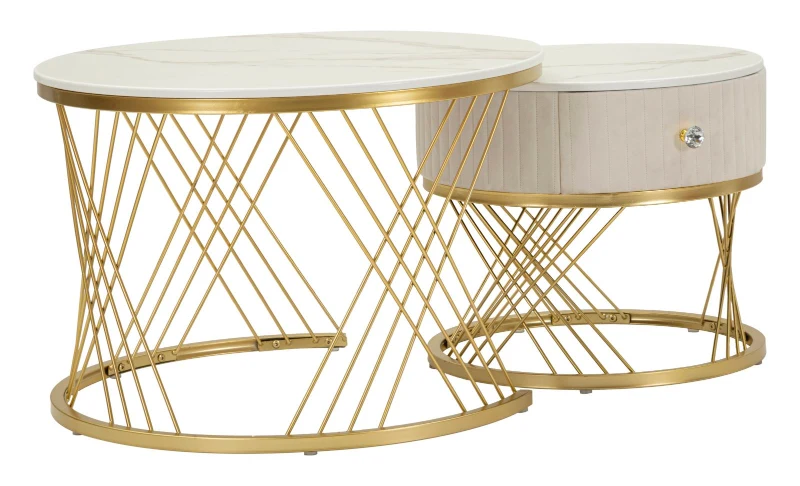 Mauro Ferretti Set De 2 Masute De Cafea Votix, Cm Ø 70X48-50X43,3