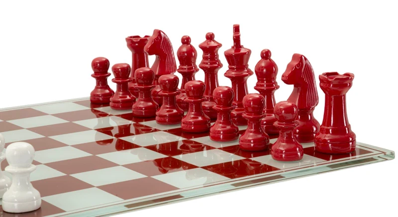 Mauro Ferretti Set Tablă De Șah Roșu/Alb,  61 X 61 X 14 Cm