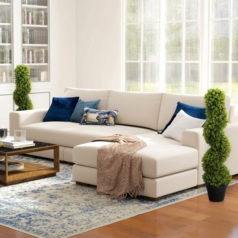 HOMCOM Set de 2 plante decorative, Plante artificiale în ghiveci, Plante artificiale pentru casă, interior, exterior, 90 cm, Verde