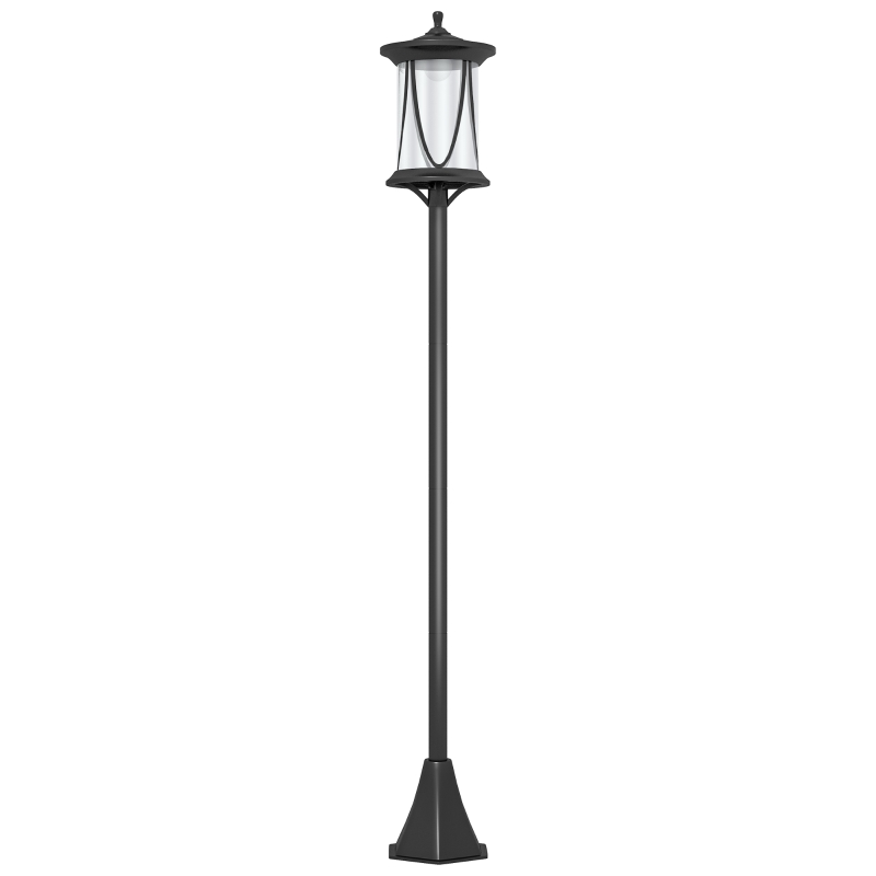 Outsunny Lampadar solar de grădină cu LED, comutator on/off, dimensiuni 17 x 17 x 127 cm, negru
