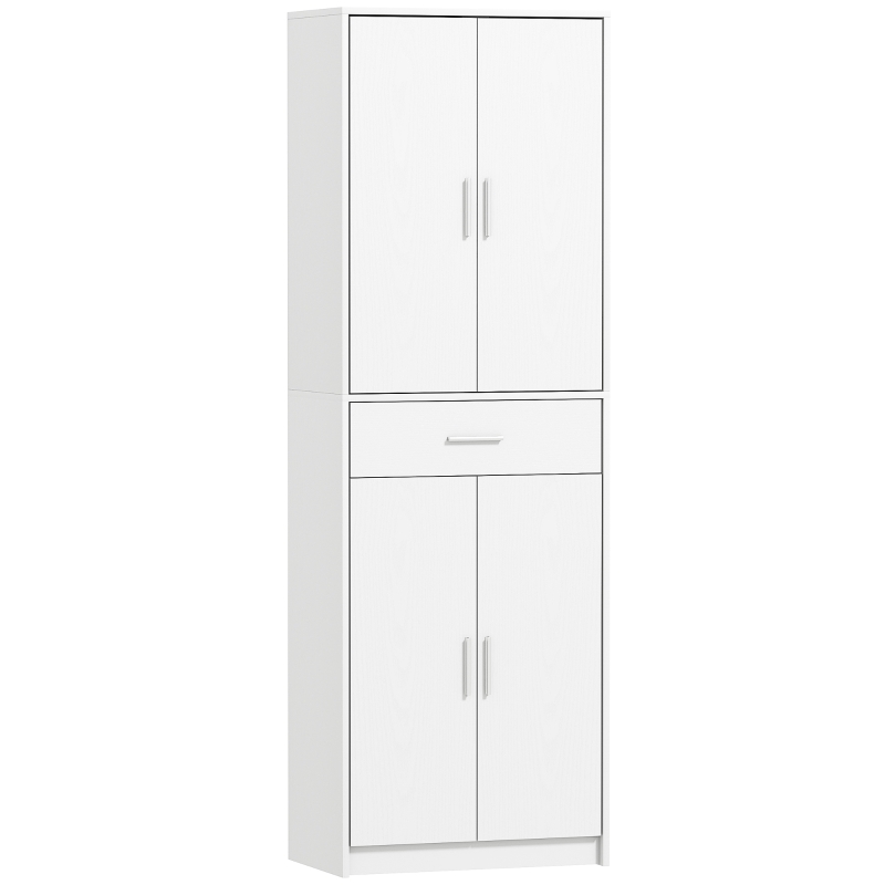 HOMCOM Armário de Cozinha Moderno com Portas de Armário Prateleiras Ajustáveis e Gaveta 60x35x180 cm Branco