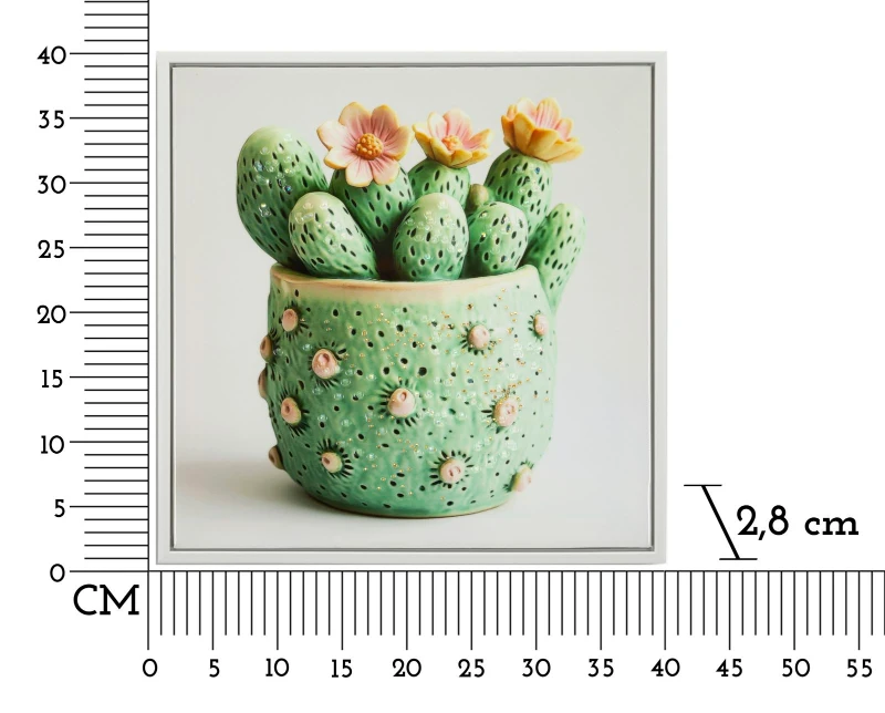 Mauro Ferretti Tablou Imprimat Pe Pânză Lacuită, Cu Ramă, Model ,,Borcan Cu Cactus" Înălțime 40 X Grosime 2,8 X Lățime 40 Cm