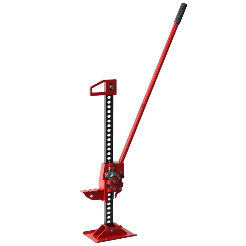 HOMCOM Macaco de Elevação Macaco Automóvel Altura de Elevação 10-105 cm Carga Máxima 3 Toneladas de Aço 24x13x120 cm Vermelho