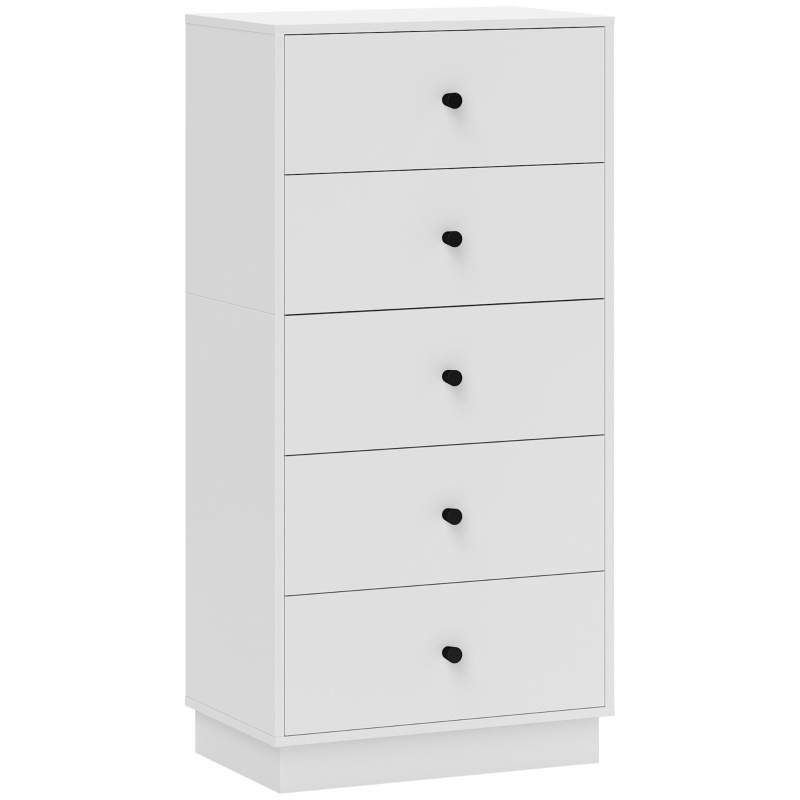 HOMCOM Comoda Sideboard cu 5 sertare Comodă din lemn în stil modern 47 x 29 x 95 cm Alb