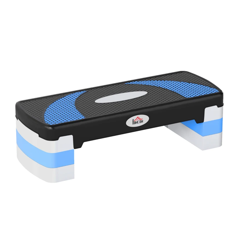 HOMCOM Stepper Fitness per Aerobica Regolabile su 3 Altezze da 10-15-20 cm, Blu e Nero