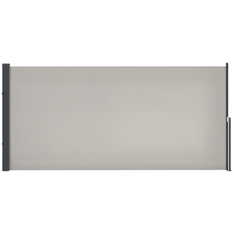 Outsunny Store lateral retractabil anti-vânt, 3L x 1,40H m, aluminiu, poliester anti-UV 180 g/m², gri