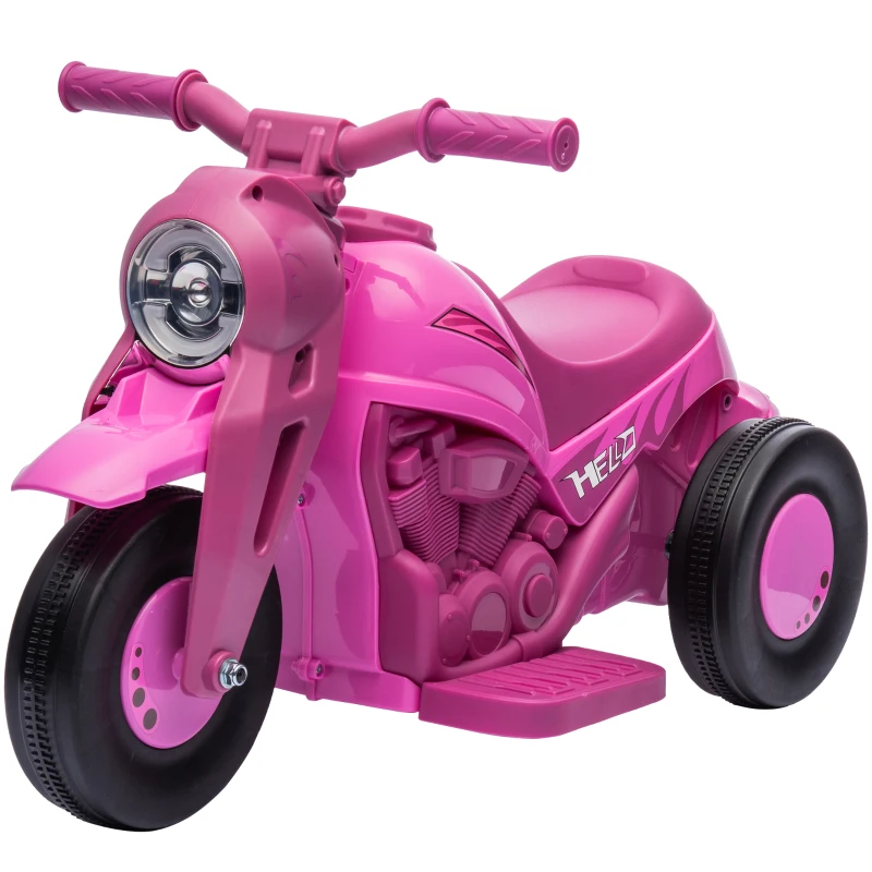 AIYAPLAY Moto electrică copii 2-5 ani, 3 roți, 6 V, 3 km/h, cu funcție de bule, efecte luminoase și sonore, roz