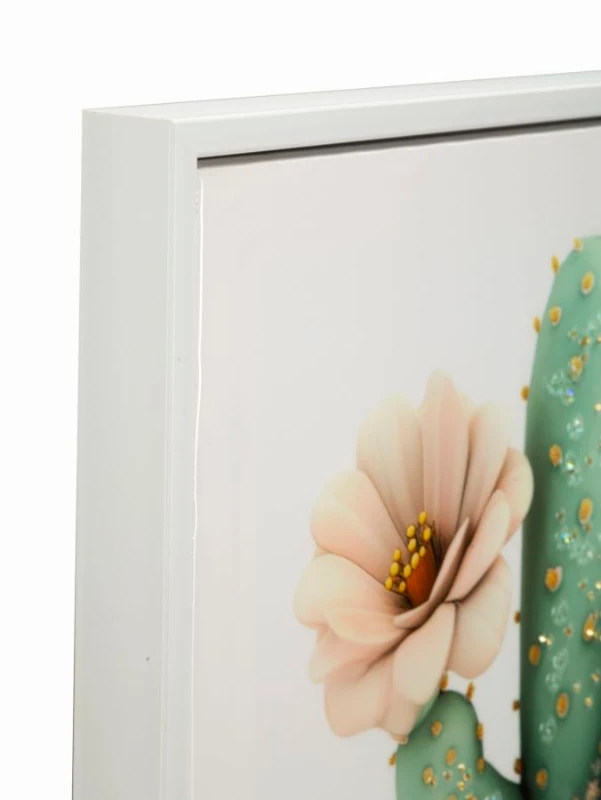 Mauro Ferretti Tablou Imprimat Pe Pânză Lacuită, Cu Ramă, Model ,,Borcan Cu Cactus", Varianta D, Dimensiuni 40 X 2,8 X 40 Cm