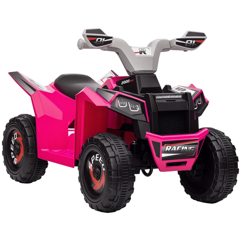 HOMCOM Quad electric pentru copii vehicul cu baterie 6V cu mers înainte și înapoi 70L x 41,5l x 48,5H cm Roz