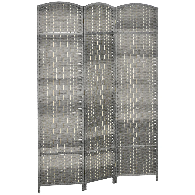 HOMCOM Paravan interior din lemn 3 panouri separator de cameră pliabil pentru sufragerie dormitor 135 x 180 cm gri