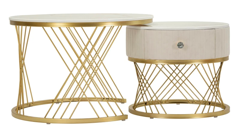 Mauro Ferretti Set De 2 Masute De Cafea Votix,  Cm Ø 70X48-50X43,3