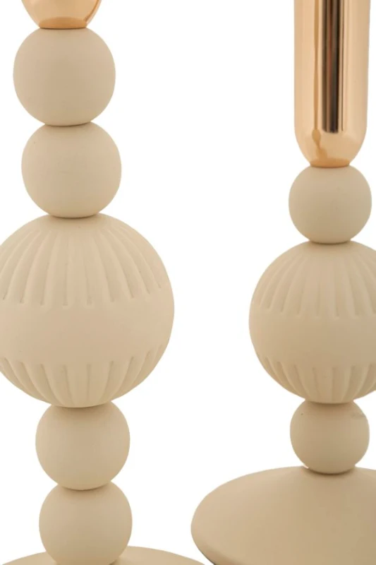 Mauro Ferretti Set Suport Lumanare Aster Crem 2 Bucati Cm Ø10X20-10X25,3