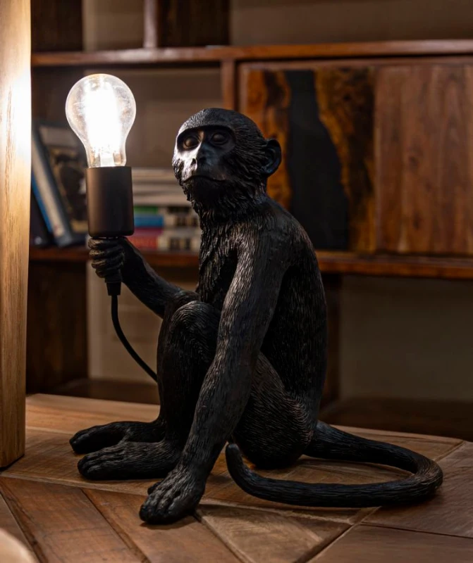 Mauro Ferretti Lampă De Masă Design Maimuță Șezută Neagru Cm 33X33X30