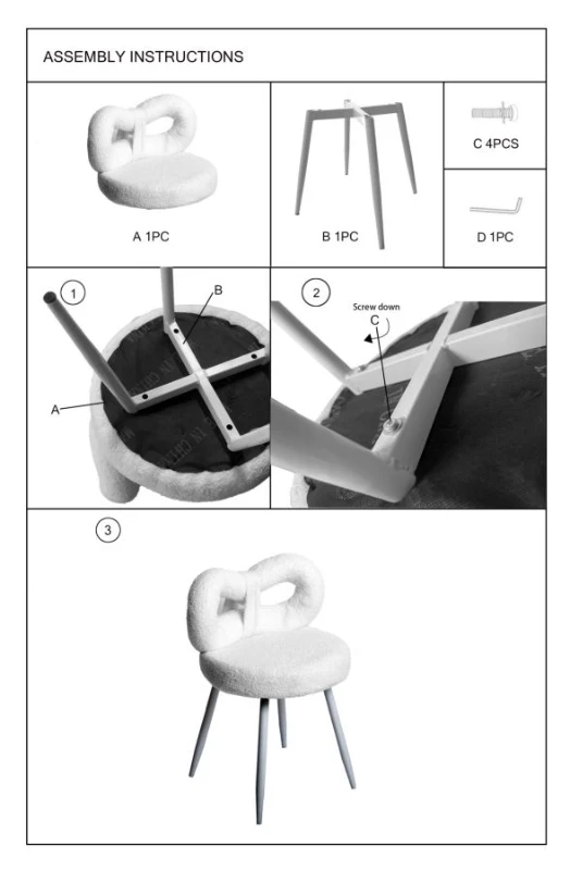 Mauro Ferretti Scaun Mini Ilary Alb, Diametru 40 X Înălțime 67 Cm, (Înălțime Șezut 46 Cm)