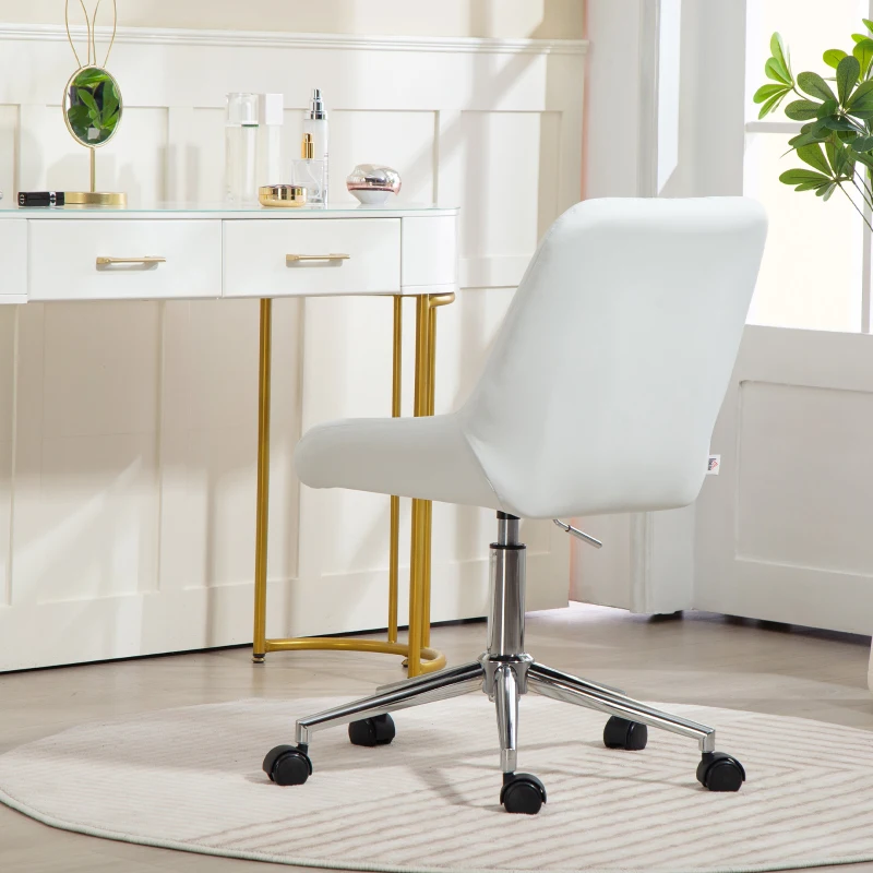 HOMCOM Fauteuil de bureau sans accoudoirs, chaise de bureau avec hauteur réglable, 52x58x80-90cm, blanc(m-9)