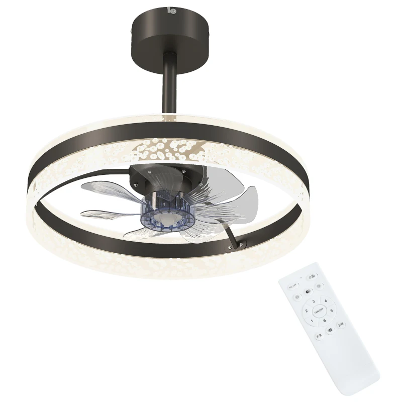 HOMCOM Ceiling Fan with LED Light and Remote - Black