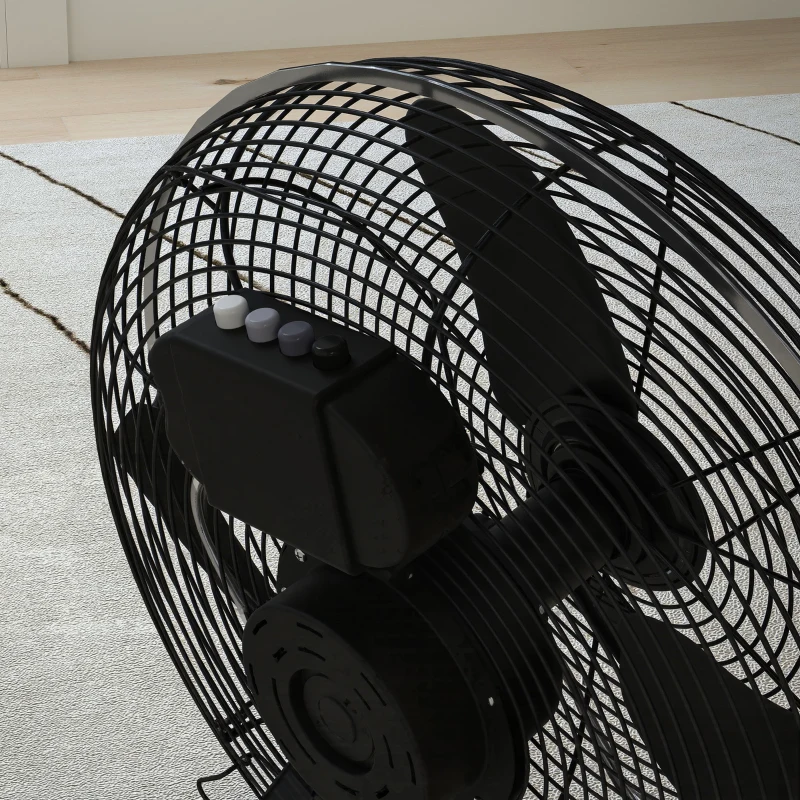 HOMCOM Ventilator de masă ventilator electric cu 4 trepte de viteză, unghi ajustabil de 120 de grade negru