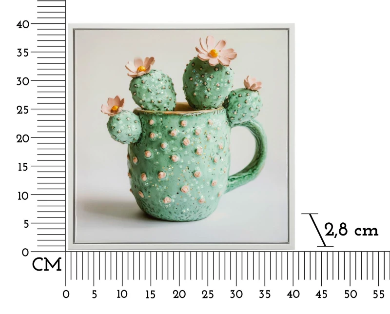 Mauro Ferretti Tablou Imprimat Pe Pânză Lacuită, Cu Ramă, Model ,,Borcan Cu Cactus", Varianta C, Dimensiuni 40 X 2,8 X 40 Cm