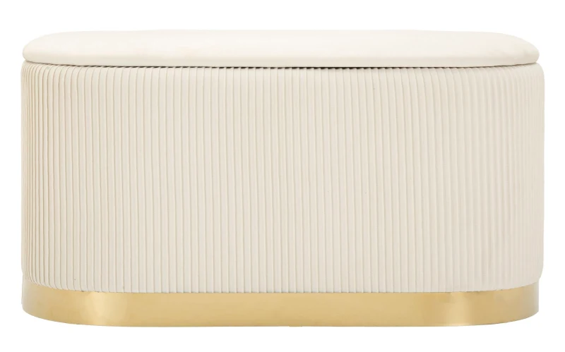 Mauro Ferretti Banca Cu Depozitare Și Taburet Shopy Crem Set 3 Bucăți Cm 80X37X42-29X33