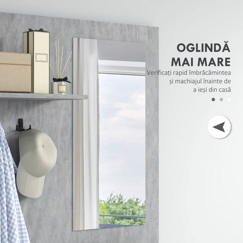 HOMCOM Mobilier 4 în 1 cu Oglindă, Cuiere și Rafturi Interioare Reglabile, Mobilier Multifuncțional, 145x29x184 cm, Gri(m-5)
